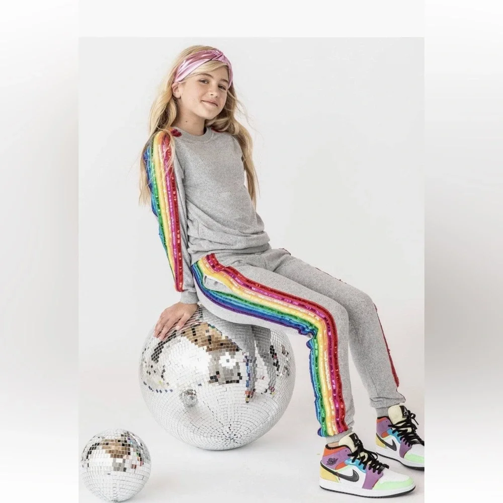 Lola + The Boys Sequin Rainbow Tracksuit - Picture 2 of 6